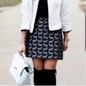 J. Crew Women’s Black/Silver Zebra Jacquard A-Line
Mini Skirt, sz 10